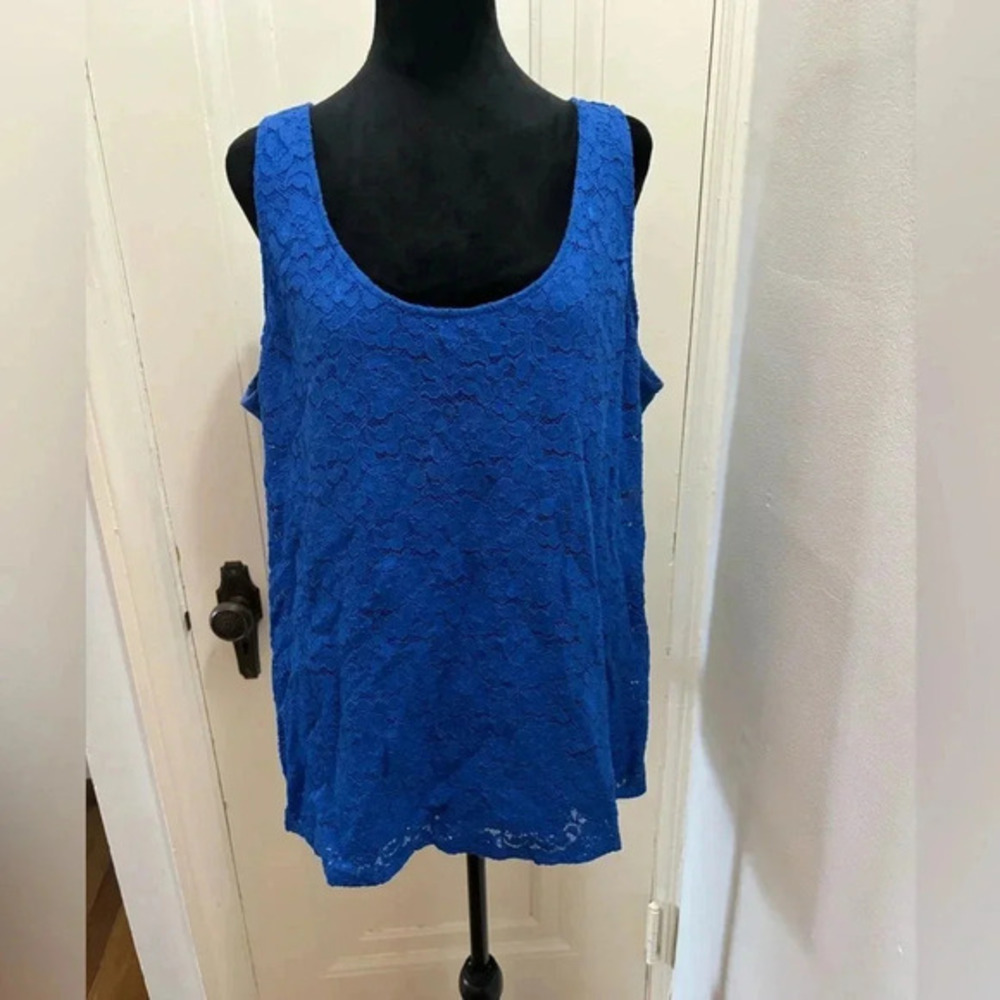Lane Bryant Women's Shirt Camisole Tank Blue Lace Overlay Size 18/20